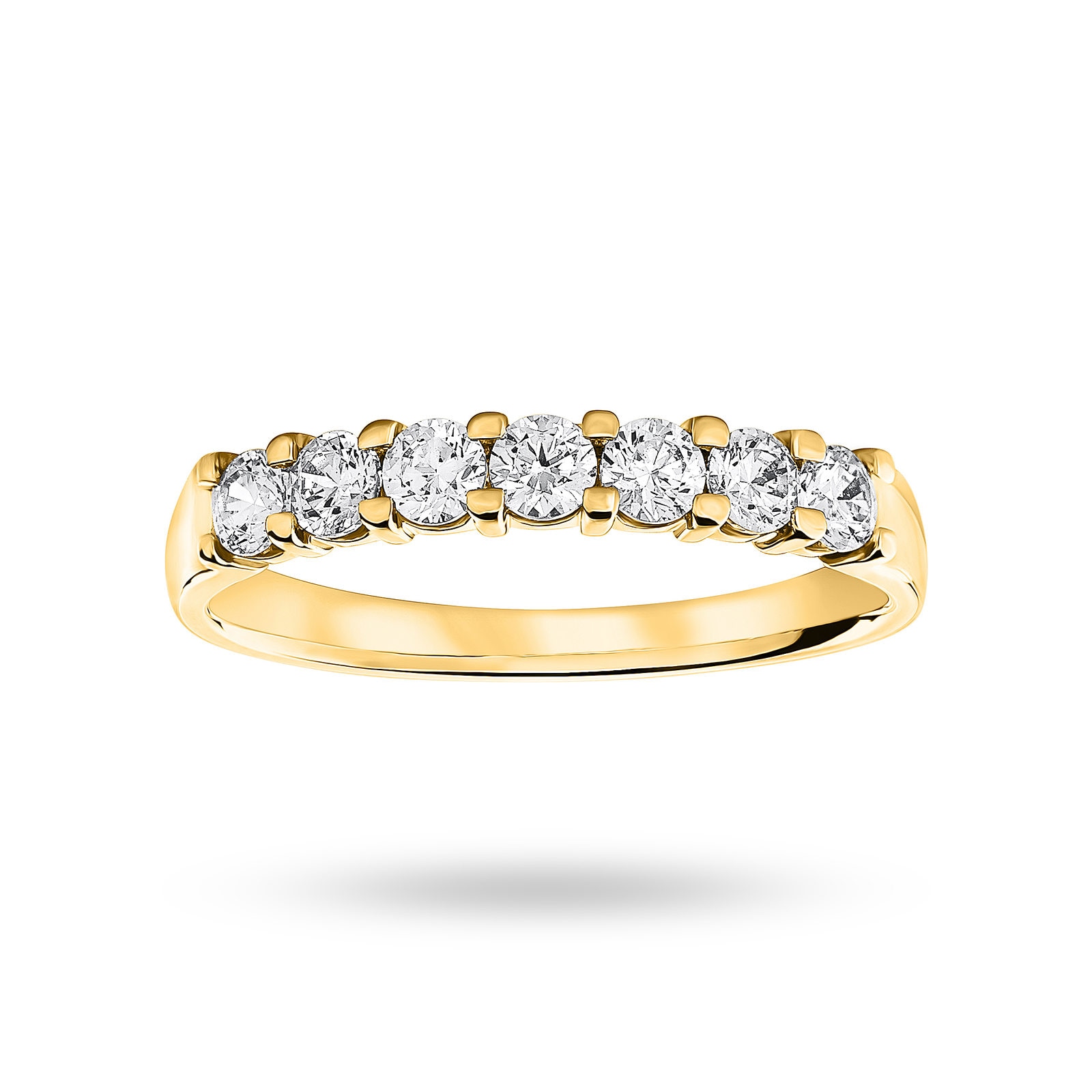 18 Carat Yellow Gold 0.50 Carat Brilliant Cut Under Bezel Half Eternity Ring - Ring Size K