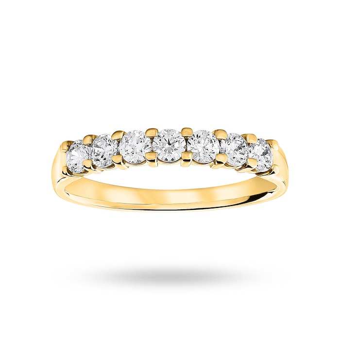 Goldsmiths 18 Carat Yellow Gold 0.50 Carat Brilliant Cut Under Bezel Half Eternity Ring - Ring Size K