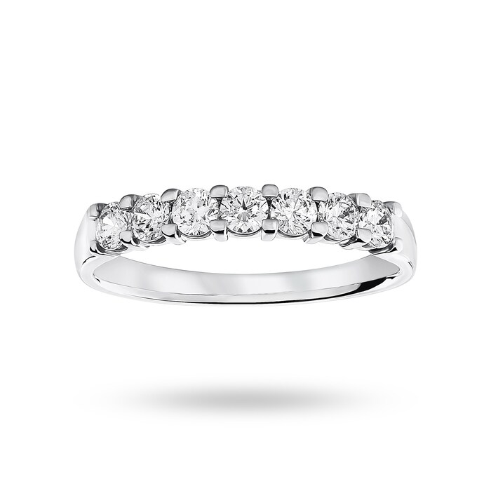 Goldsmiths 9 Carat White Gold 0.50 Carat Brilliant Cut Under Bezel Half Eternity Ring - Ring Size J