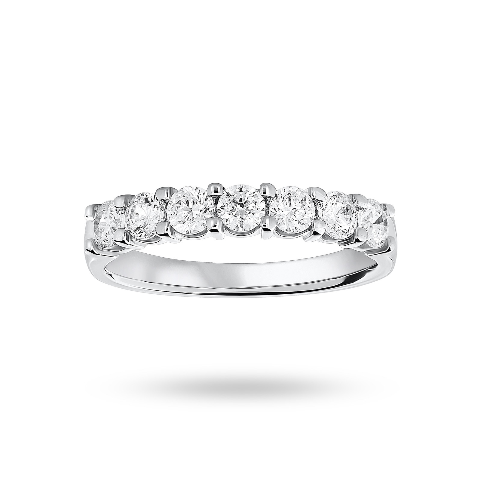 18 Carat White Gold 0.75 Carat Brilliant Cut Under Bezel Half Eternity Ring - Ring Size O