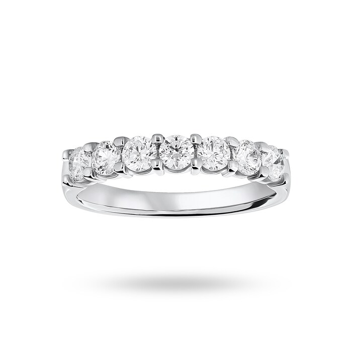 Goldsmiths 18 Carat White Gold 0.75 Carat Brilliant Cut Under Bezel Half Eternity Ring - Ring Size P