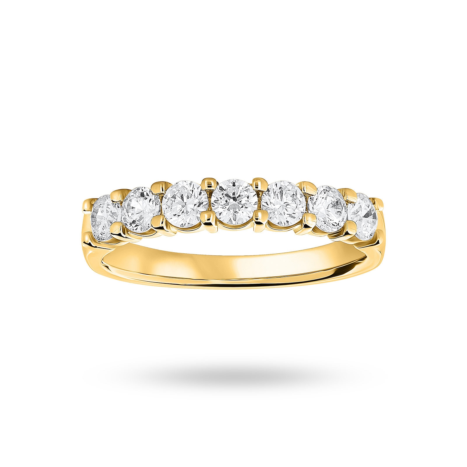18 Carat Yellow Gold 0.75 Carat Brilliant Cut Under Bezel Half Eternity Ring - Ring Size K