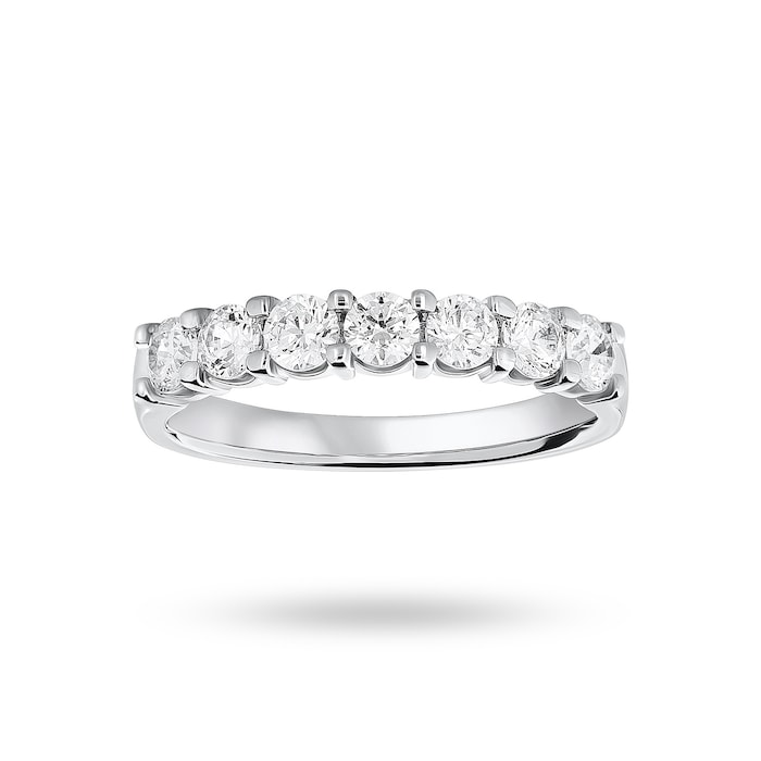 Goldsmiths 9 Carat White Gold 0.75 Carat Brilliant Cut Under Bezel Half Eternity Ring - Ring Size V.5