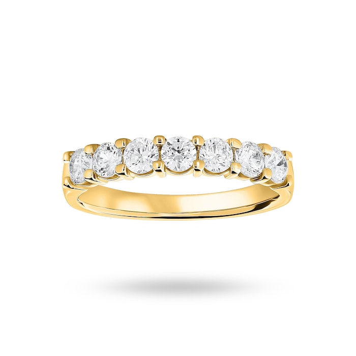 Goldsmiths 9 Carat Yellow Gold 0.75 Carat Brilliant Cut Under Bezel Half Eternity Ring - Ring Size H.5