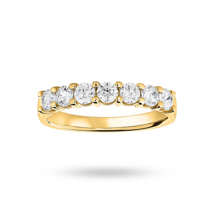 Goldsmiths 9 Carat Yellow Gold 0.75 Carat Brilliant Cut Under Bezel Half Eternity Ring - Ring Size J