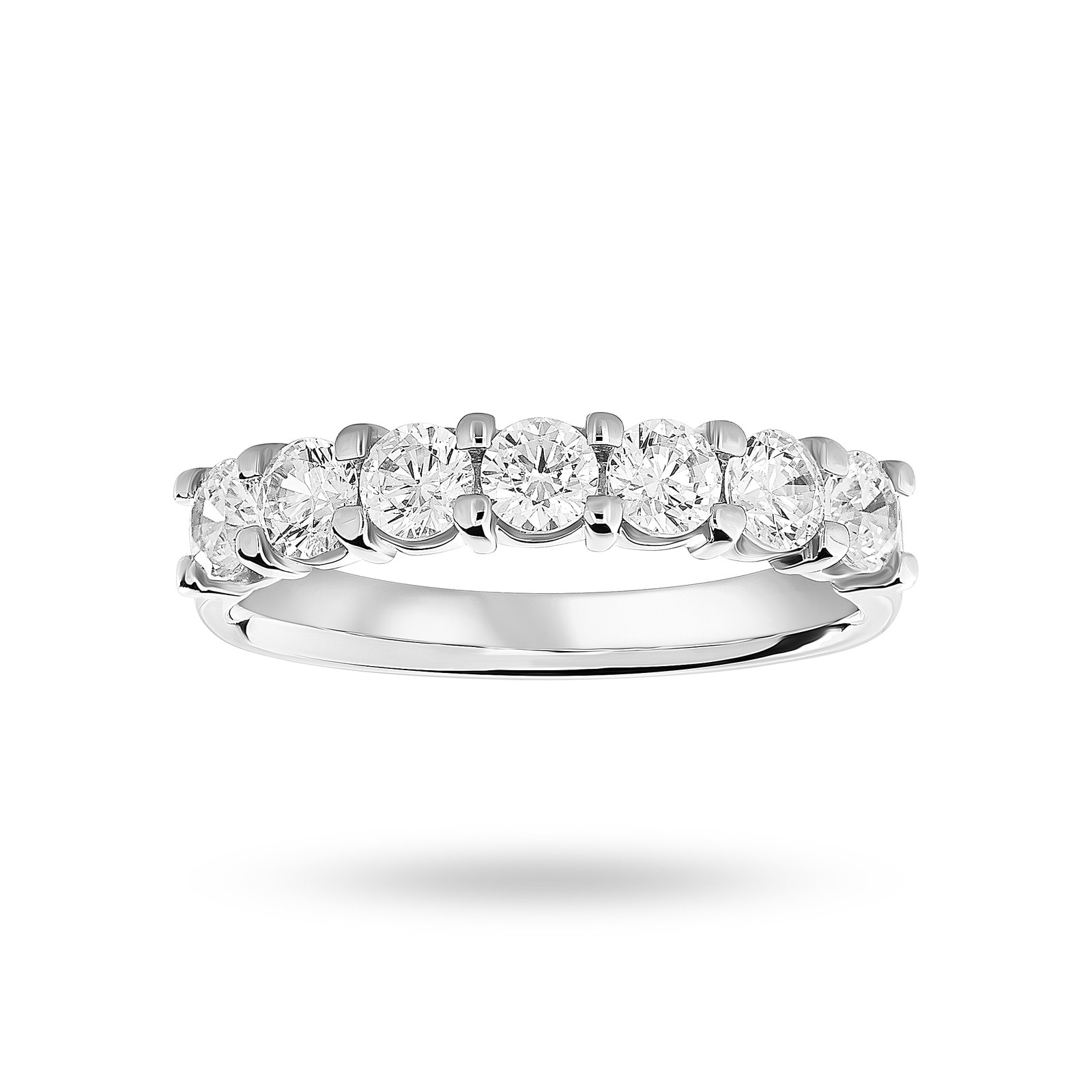 Platinum 1.00 Carat Brilliant Cut Under Bezel Half Eternity Ring - Ring Size O