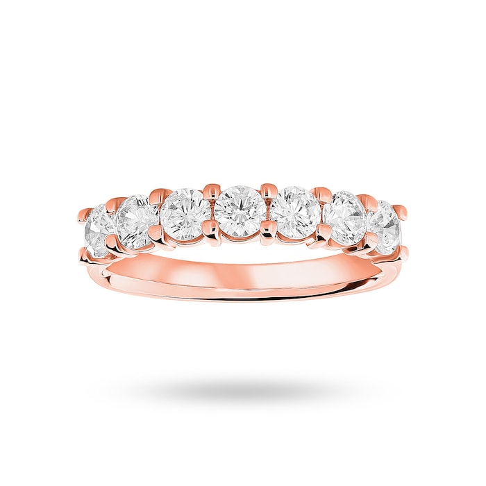 Goldsmiths 18 Carat Rose Gold 1.00 Carat Brilliant Cut Under Bezel Half Eternity Ring - Ring Size L