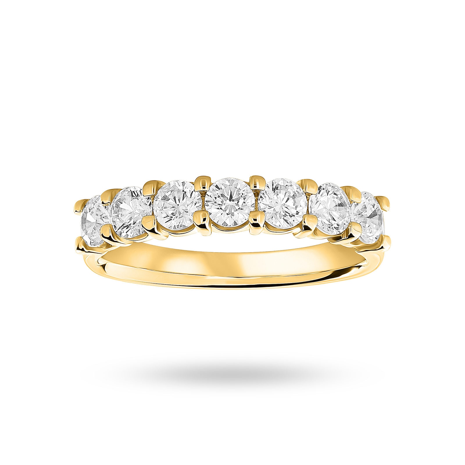 18 Carat Yellow Gold 1.00 Carat Brilliant Cut Under Bezel Half Eternity Ring - Ring Size M