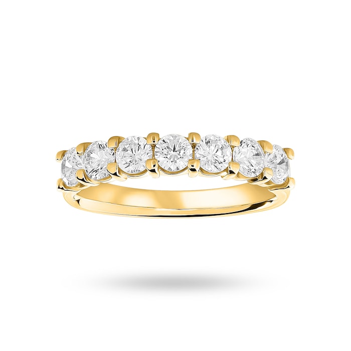 Goldsmiths 18 Carat Yellow Gold 1.00 Carat Brilliant Cut Under Bezel Half Eternity Ring - Ring Size K