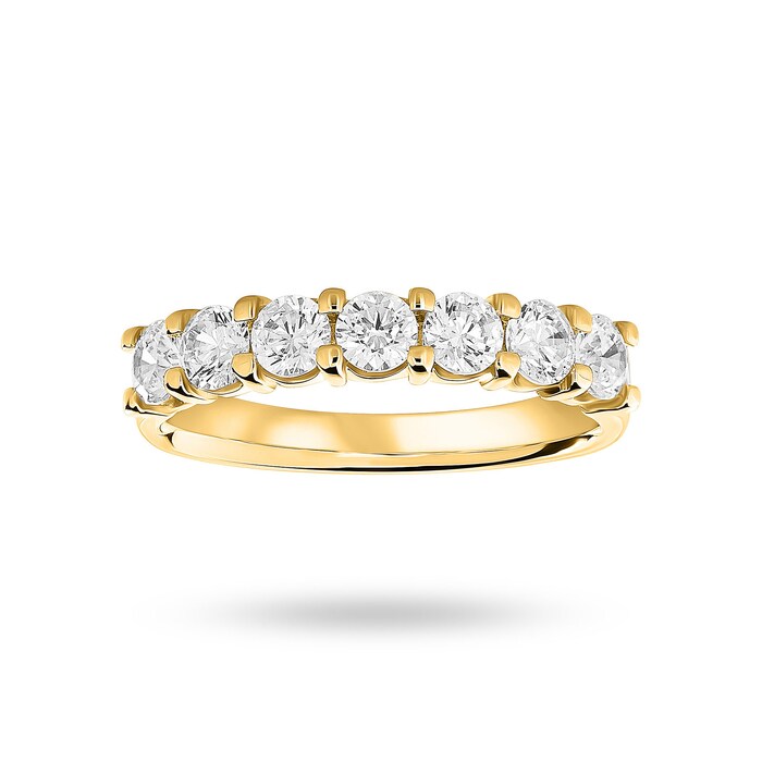 Goldsmiths 9 Carat Yellow Gold 1.00 Carat Brilliant Cut Under Bezel Half Eternity Ring - Ring Size J