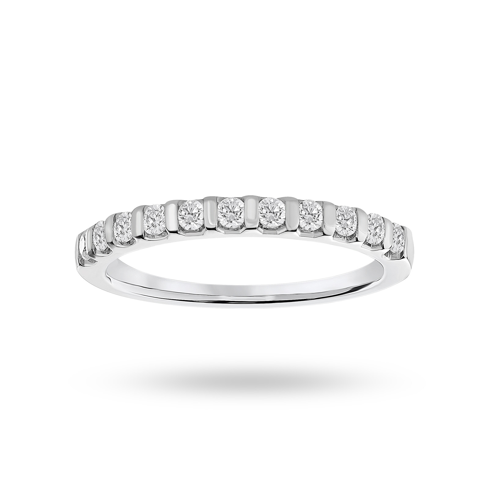 Platinum 0.30 Carat Brilliant Cut Bar Half Eternity Ring - Ring Size L