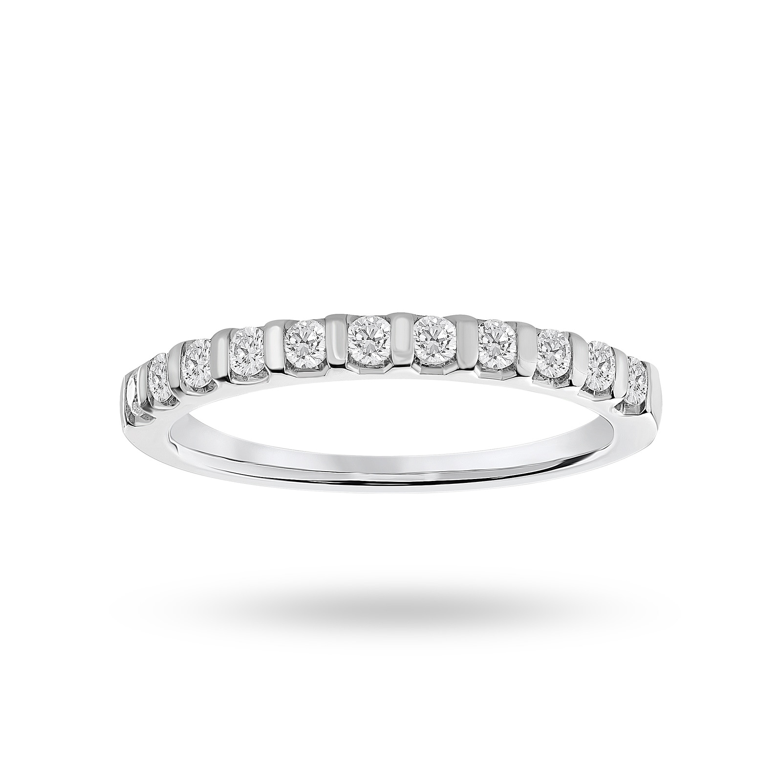 Platinum 0.30 Carat Brilliant Cut Bar Half Eternity Ring - Ring S