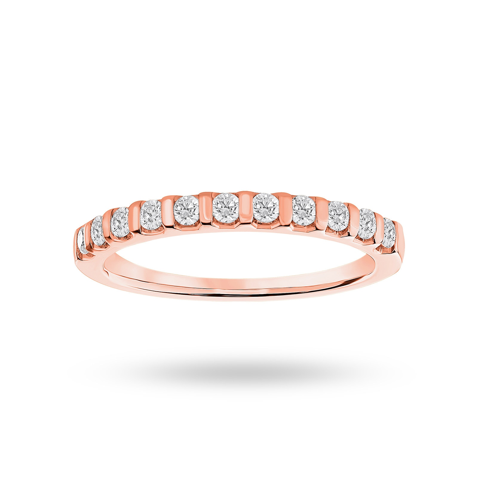 18 Carat Rose Gold 0.30 Carat Brilliant Cut Bar Half Eternity Ring - Ring Size P