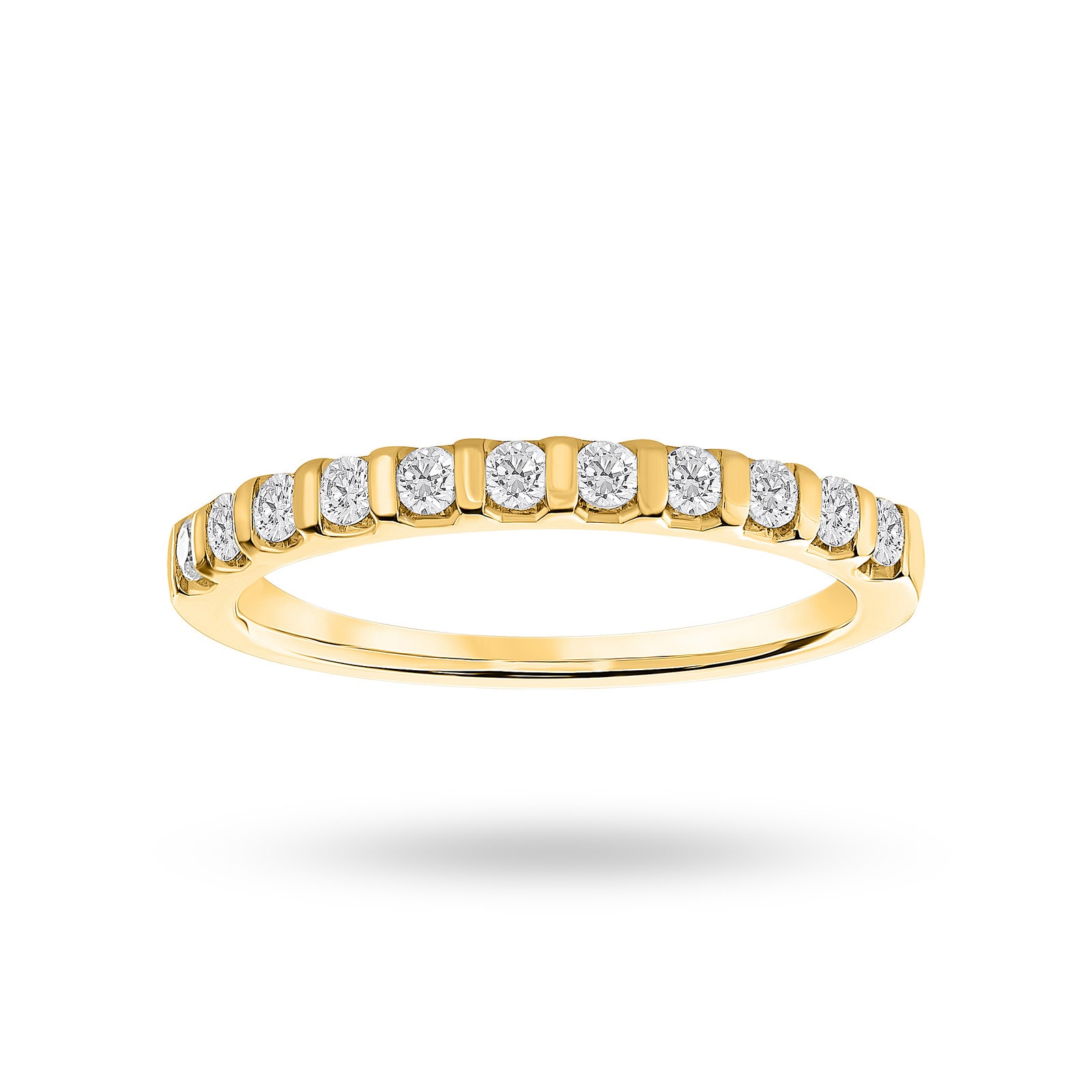 18 Carat Yellow Gold 0.30 Carat Brilliant Cut Bar Half Eternity Ring - Ring Size N