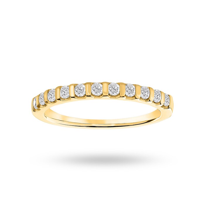 Goldsmiths 9 Carat Yellow Gold 0.30 Carat Brilliant Cut Bar Half Eternity Ring - Ring Size K