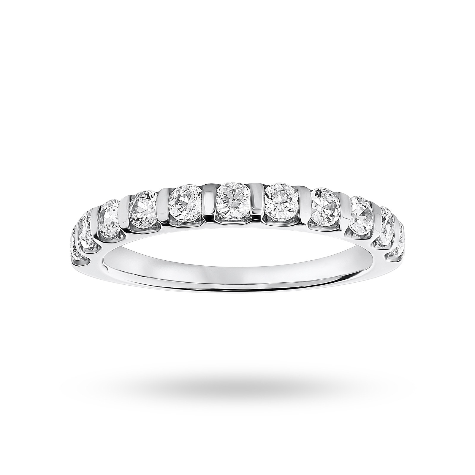 Platinum 0.50 Carat Brilliant Cut Bar Half Eternity Ring - Ring Size J
