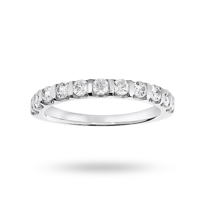 Goldsmiths Platinum 0.50 Carat Brilliant Cut Bar Half Eternity Ring - Ring Size J