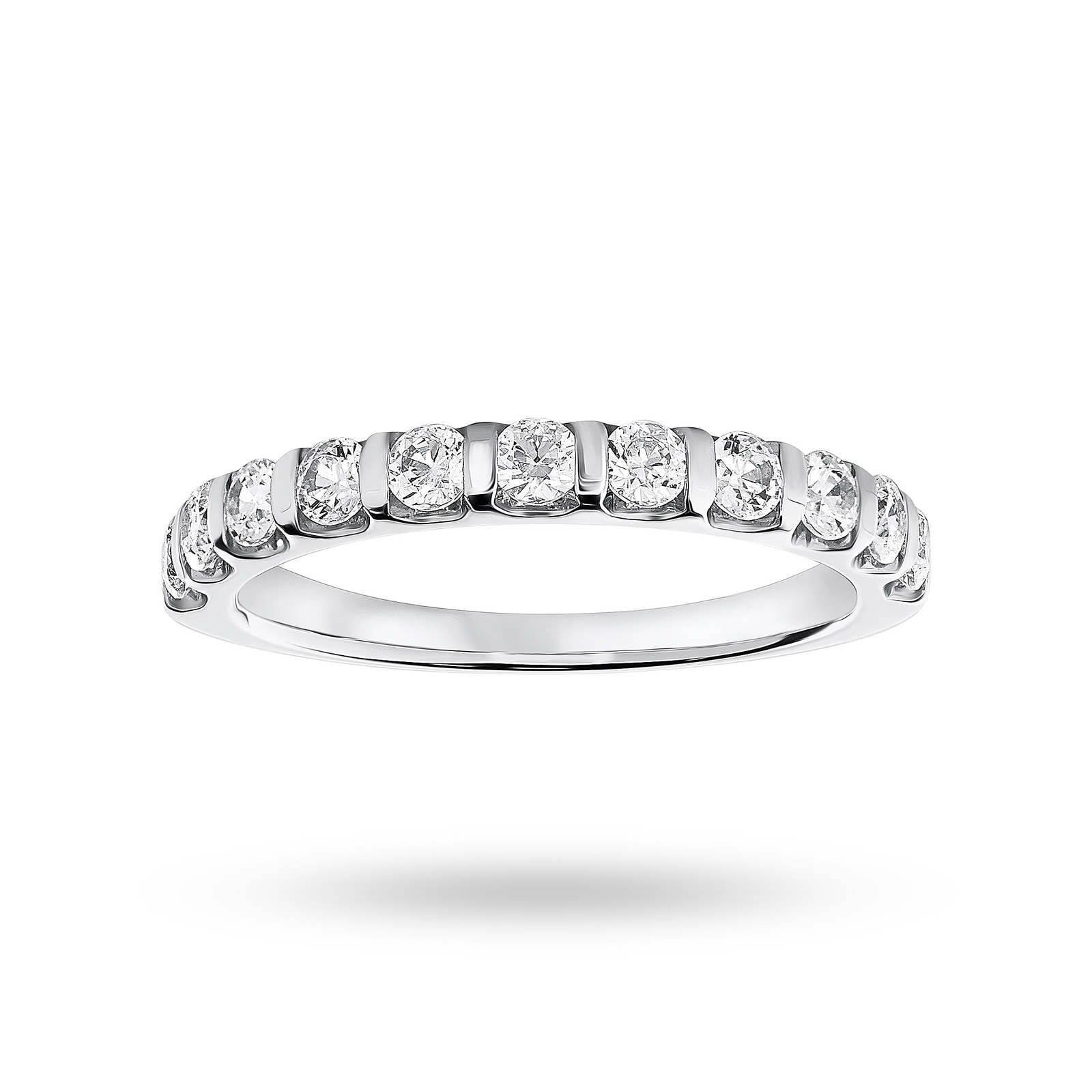 18 Carat White Gold 0.50 Carat Brilliant Cut Bar Half Eternity Ring - Ring Size P