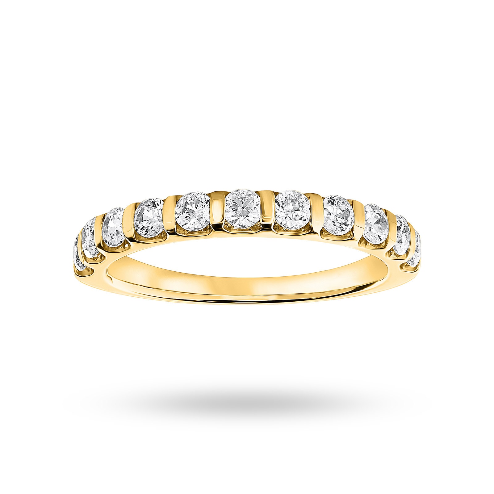 18 Carat Yellow Gold 0.50 Carat Brilliant Cut Bar Half Eternity Ring - Ring Size M