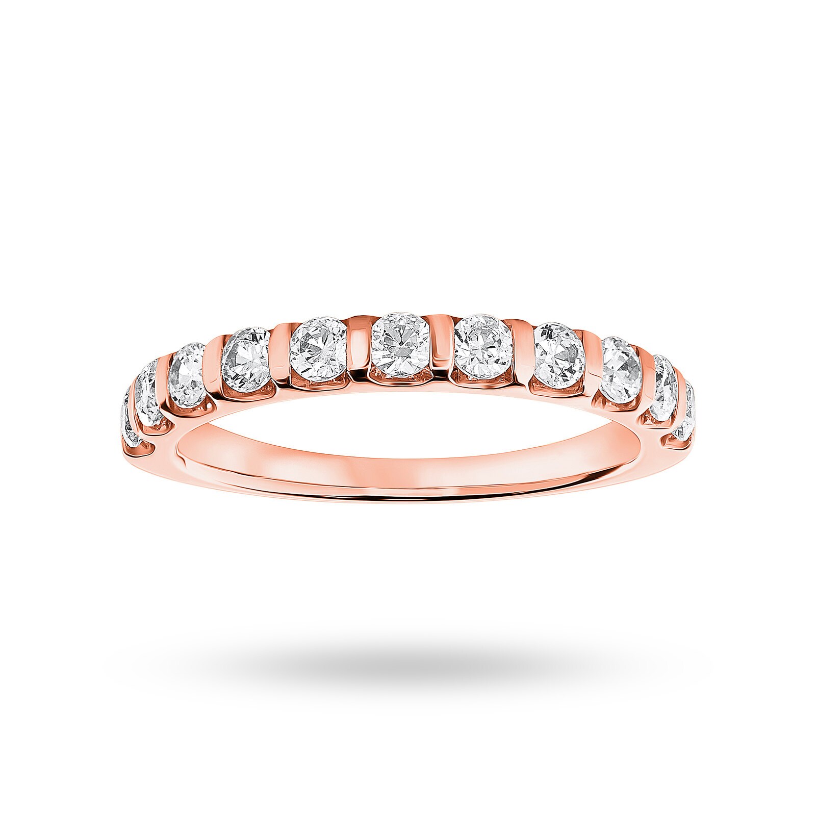 9 Carat Rose Gold 0.50 Carat Brilliant Cut Bar Half Eternity Ring - Ring Size L