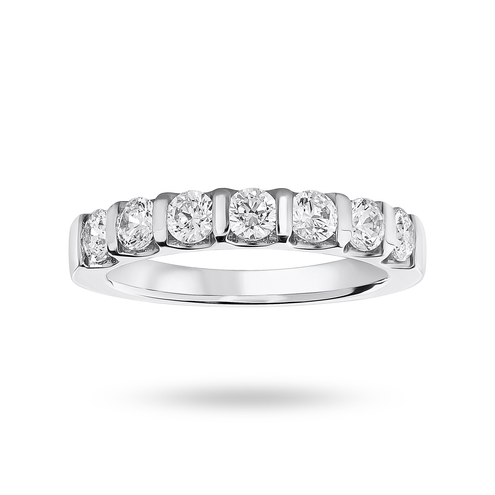 Platinum 0.77 Carat Brilliant Cut Bar Half Eternity Ring - Ring S