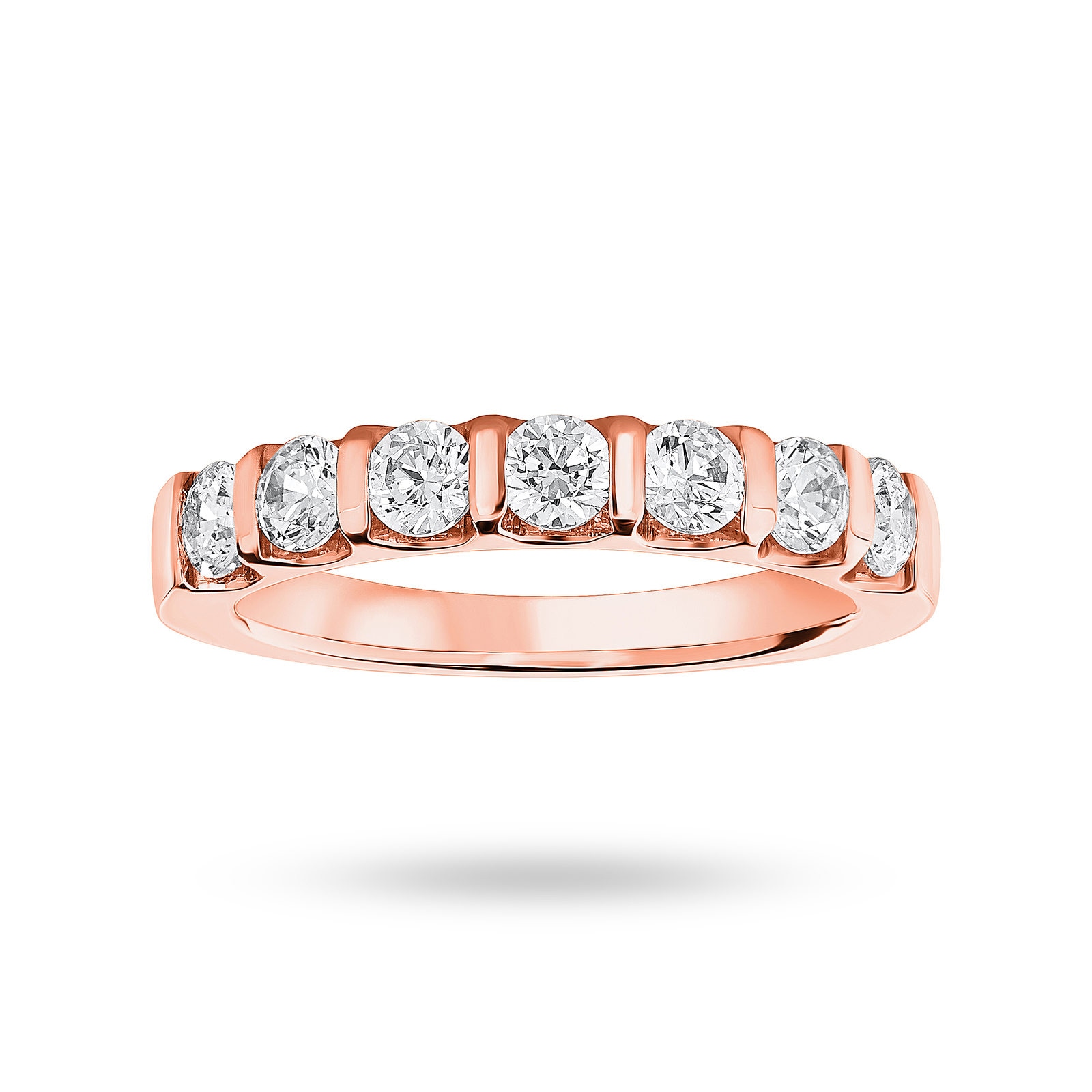 18 Carat Rose Gold 0.77 Carat Brilliant Cut Bar Half Eternity Ring - Ring Size L