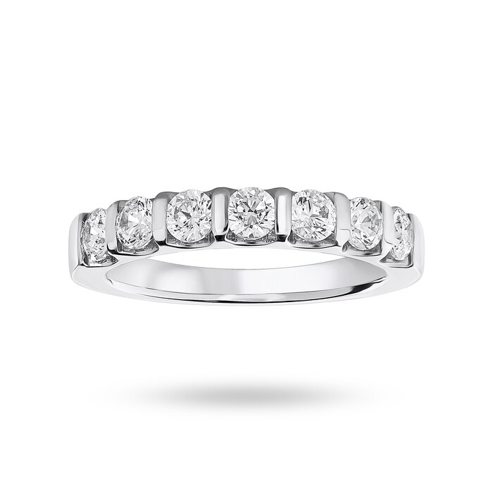 Goldsmiths 18 Carat White Gold 0.77 Carat Brilliant Cut Bar Half Eternity Ring - Ring Size V.5