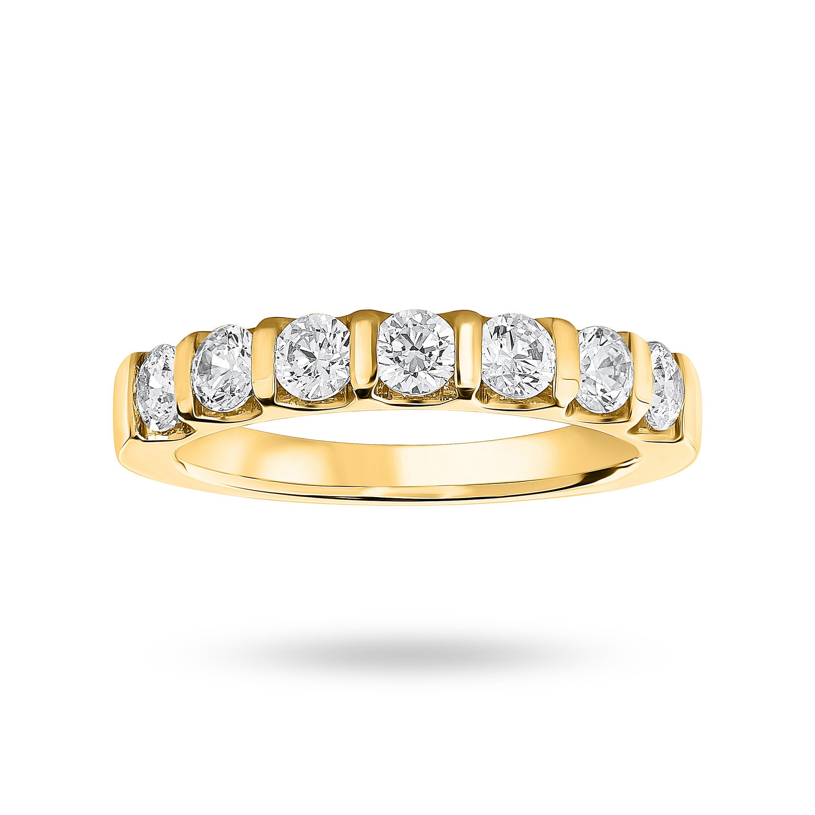 18 Carat Yellow Gold 0.77 Carat Brilliant Cut Bar Half Eternity Ring - Ring Size K