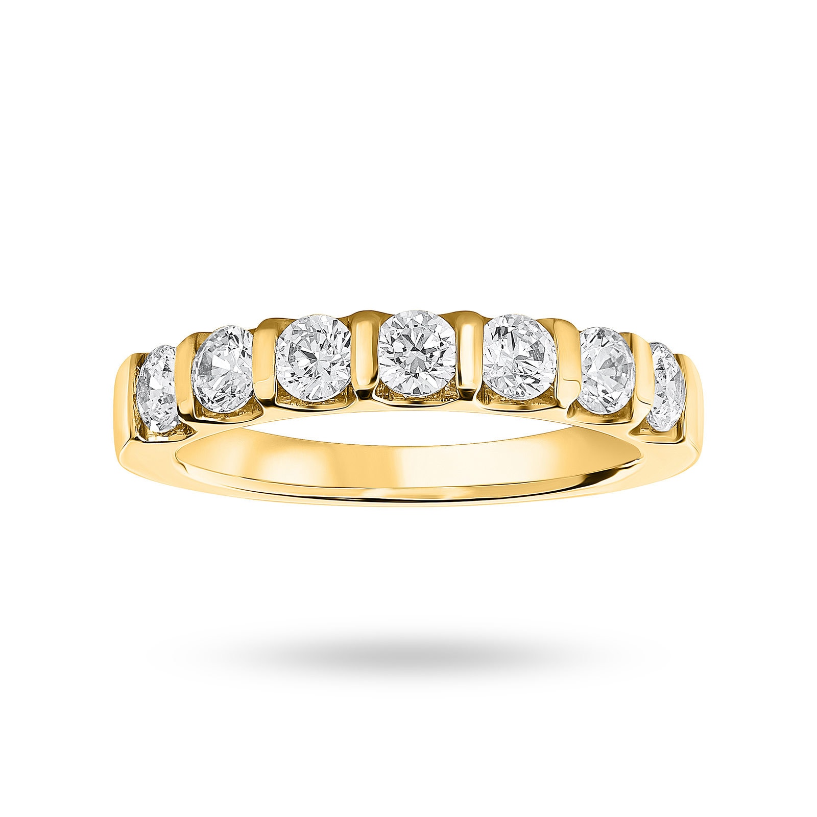 9 Carat Yellow Gold 0.77 Carat Brilliant Cut Bar Half Eternity Ring - Ring Size P