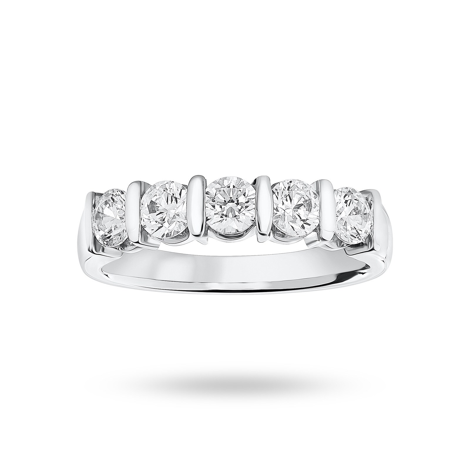 Platinum 0.90 Carat Brilliant Cut Bar Half Eternity Ring - Ring Size L