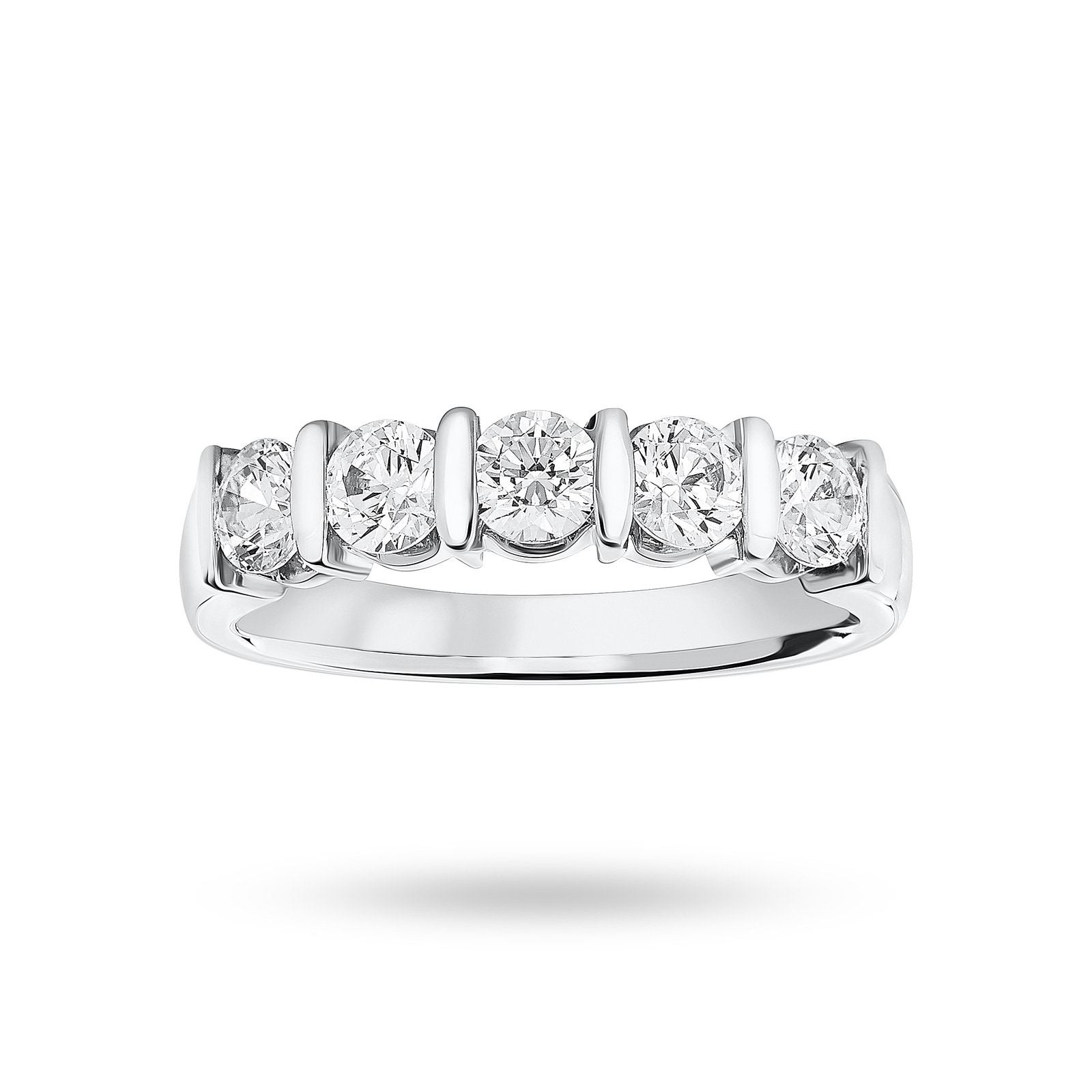 Platinum 0.90 Carat Brilliant Cut Bar Half Eternity Ring - Ring Size O