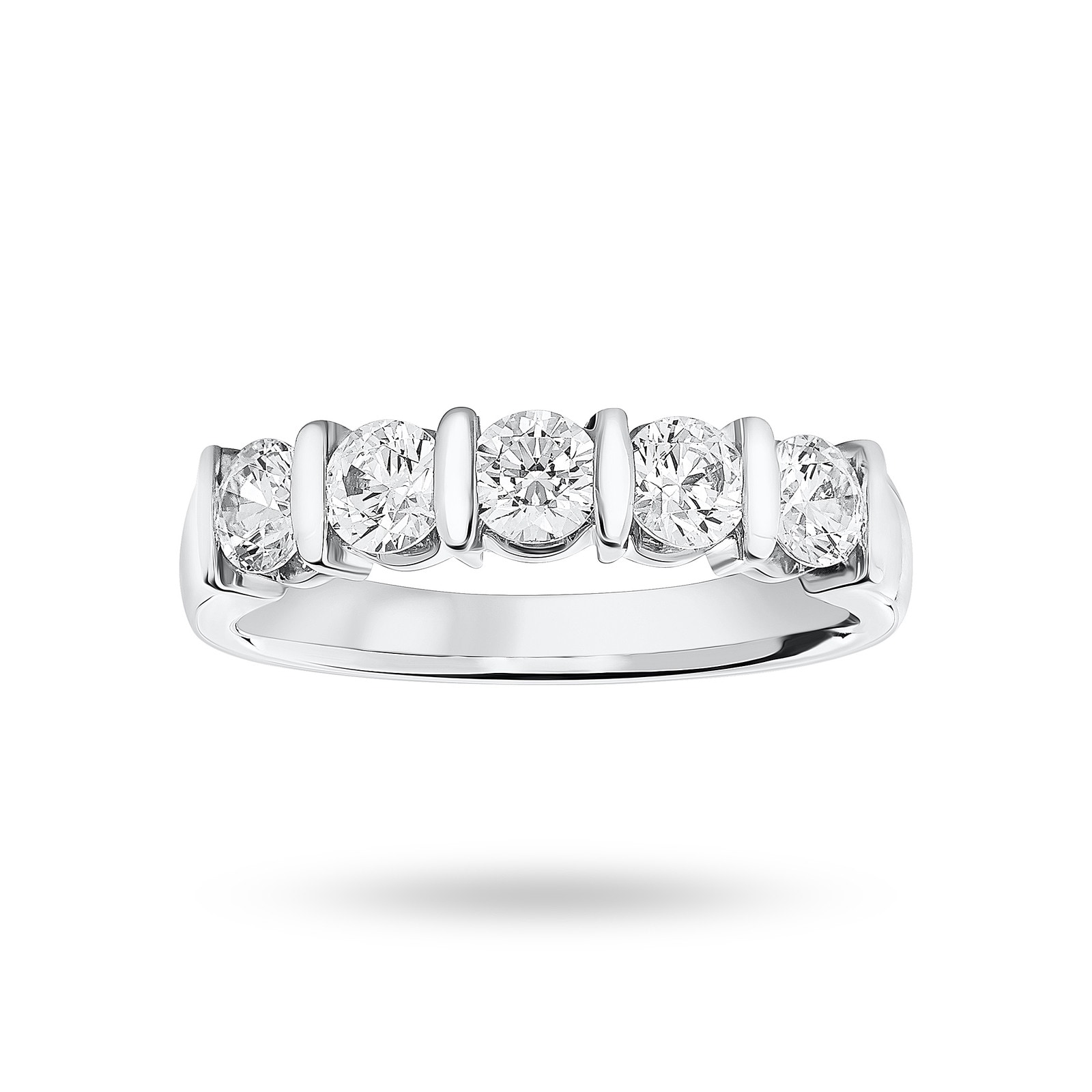 Platinum 0.90 Carat Brilliant Cut Bar Half Eternity Ring - Ring S