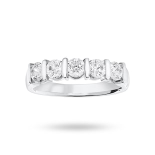 Goldsmiths Platinum 0.90 Carat Brilliant Cut Bar Half Eternity Ring