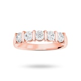 Goldsmiths 18 Carat Rose Gold 0.90 Carat Brilliant Cut Bar Half Eternity Ring