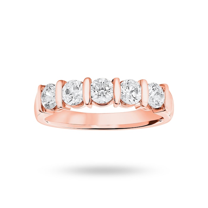 Goldsmiths 18 Carat Rose Gold 0.90 Carat Brilliant Cut Bar Half Eternity Ring - Ring Size V.5