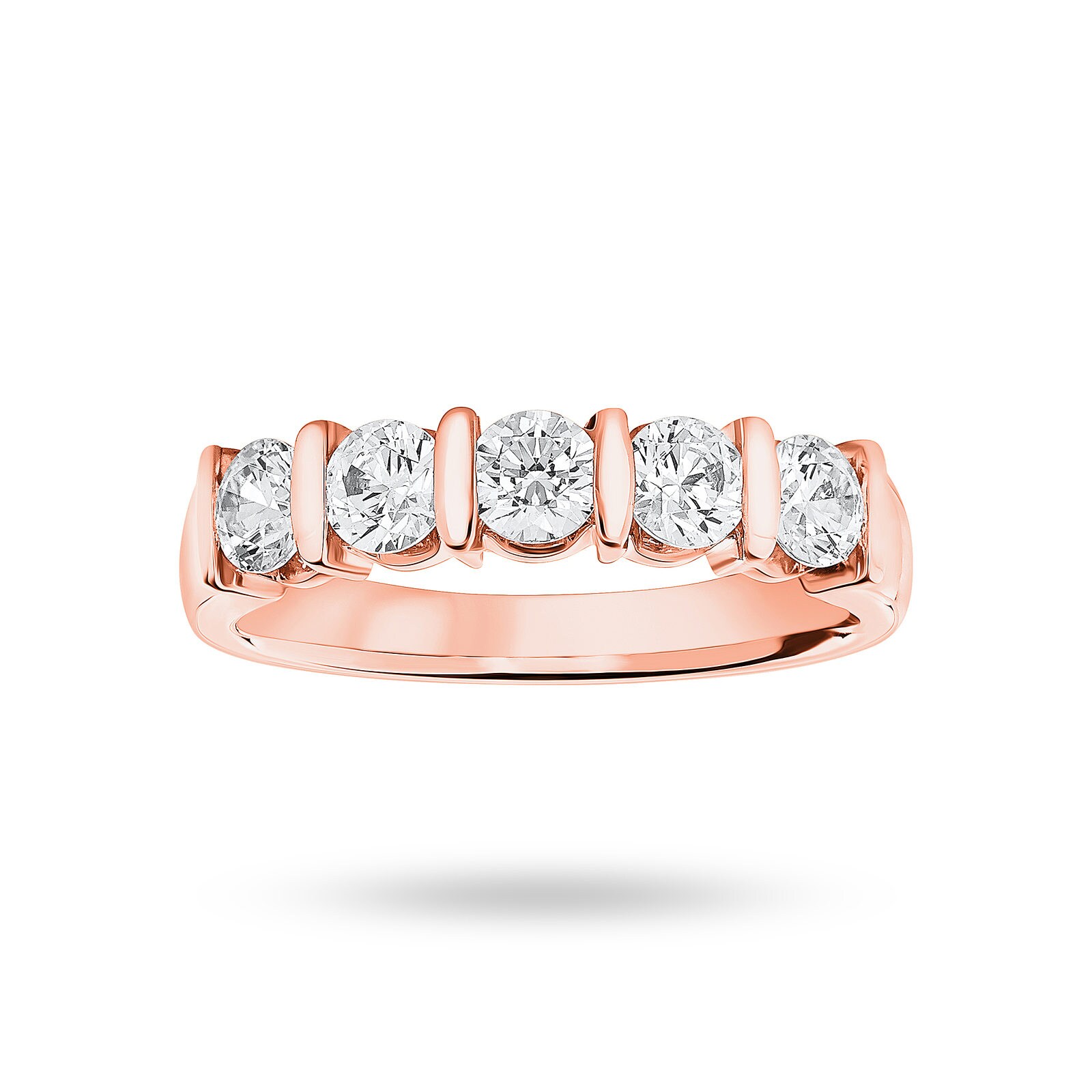 18 Carat Rose Gold 0.90 Carat Brilliant Cut Bar Half Eternity Ring - Ring Size O