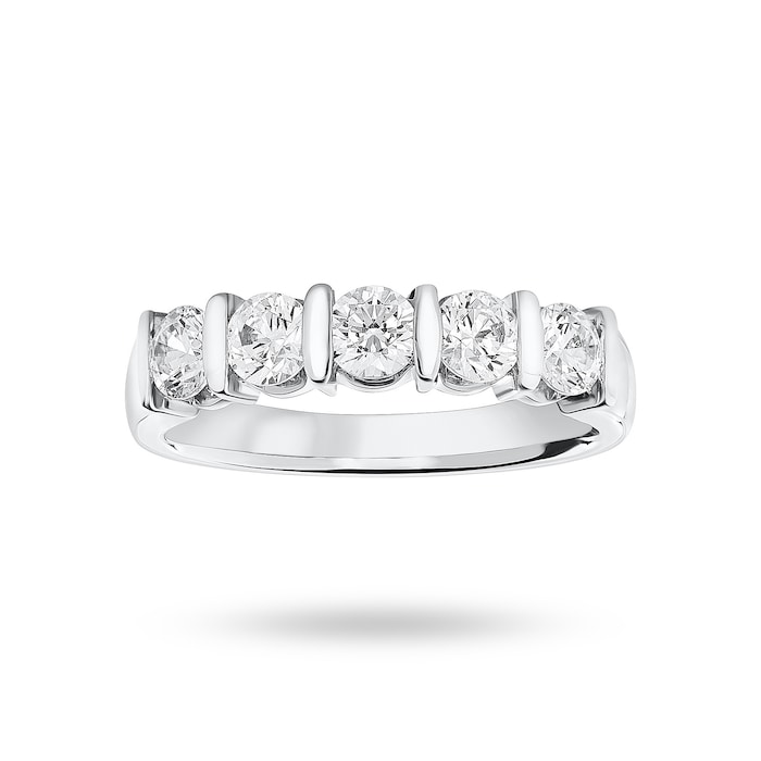 Goldsmiths 18 Carat White Gold 0.90 Carat Brilliant Cut Bar Half Eternity Ring