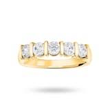 Goldsmiths 18 Carat Yellow Gold 0.90 Carat Brilliant Cut Bar Half Eternity Ring - Ring Size J