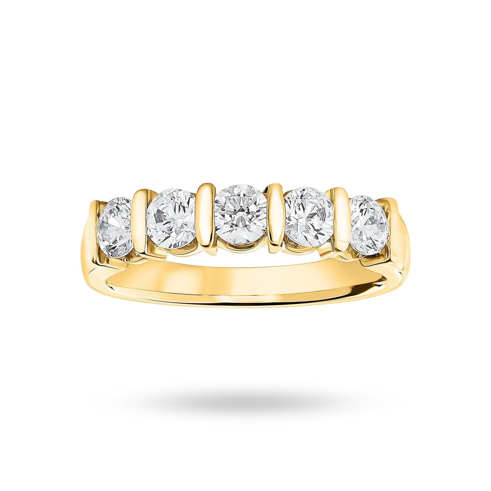 9 Carat Yellow Gold 0.90 Carat Brilliant Cut Bar Half Eternity Ring - Ring Size M