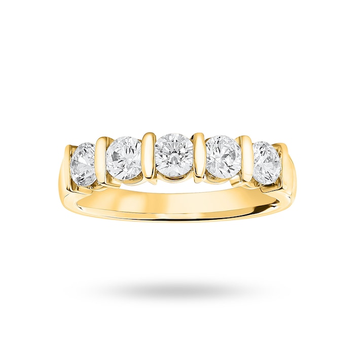 Goldsmiths 9 Carat Yellow Gold 0.90 Carat Brilliant Cut Bar Half Eternity Ring - Ring Size V.5