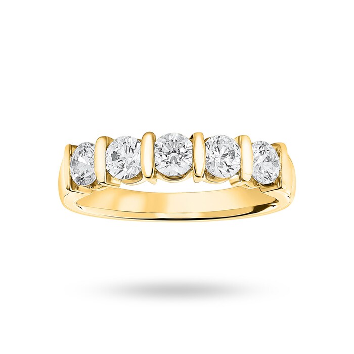 Goldsmiths 9 Carat Yellow Gold 0.90 Carat Brilliant Cut Bar Half Eternity Ring - Ring Size J