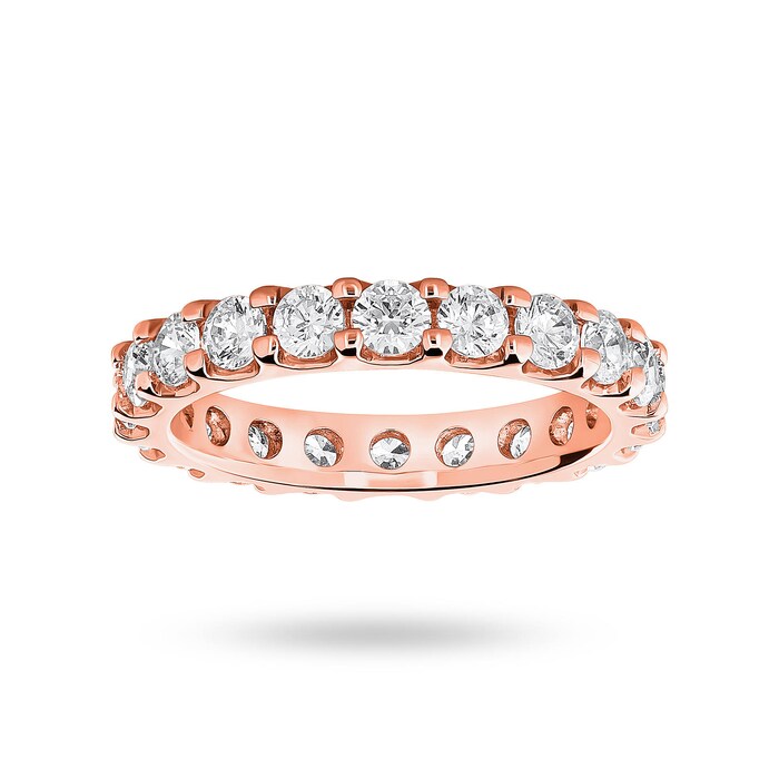 Goldsmiths 9 Carat Rose Gold 2.00 Carat Brilliant Cut Claw Set Full Eternity Ring