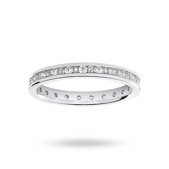 Goldsmiths 18 Carat White Gold 0.50 Carat  Dot Dash Channel Set Full Eternity Ring - Ring Size Q