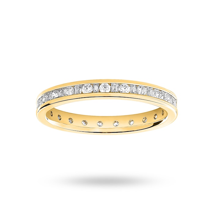 Goldsmiths 18 Carat Yellow Gold 0.50 Carat  Dot Dash Channel Set Full Eternity Ring - Ring Size K
