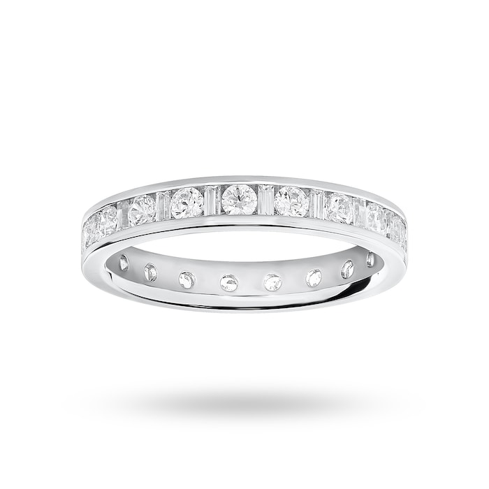 Goldsmiths Platinum 1.00 Carat Dot Dash Channel Set Full Eternity Ring - Ring Size K