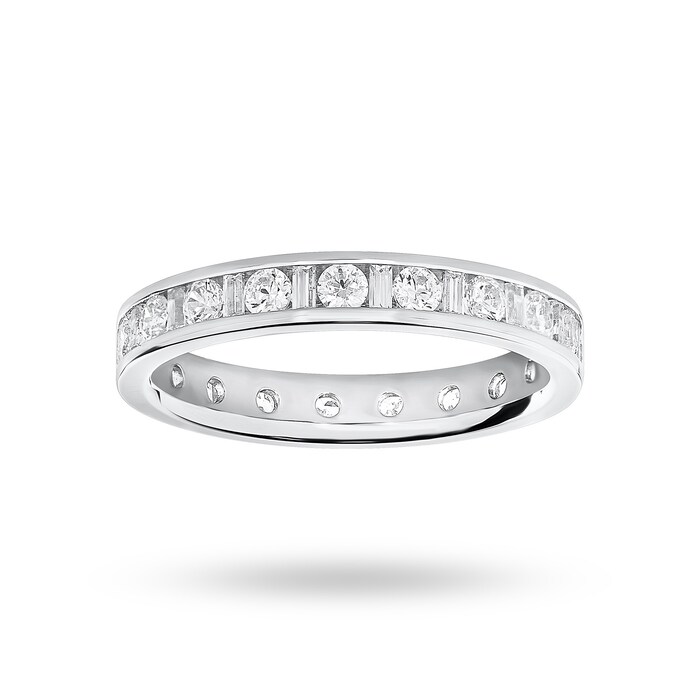 Goldsmiths 18 Carat White Gold 1.00 Carat Dot Dash Channel Set Full Eternity Ring - Ring Size M