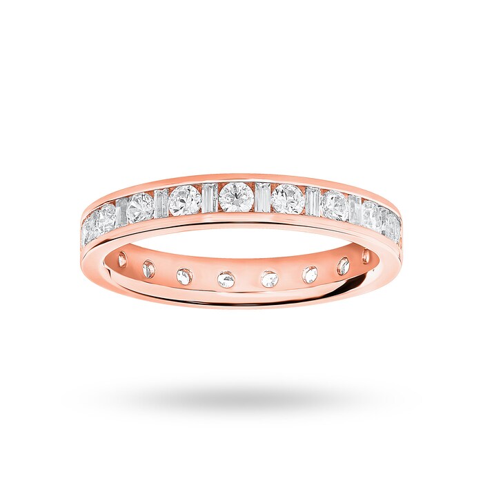 Goldsmiths 9 Carat Rose Gold 1.00 Carat Dot Dash Channel Set Full Eternity Ring - Ring Size S