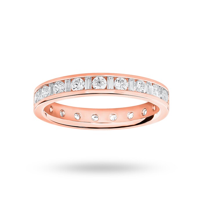 Goldsmiths 9 Carat Rose Gold 1.00 Carat Dot Dash Channel Set Full Eternity Ring - Ring Size L