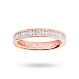 Goldsmiths 9 Carat Rose Gold 1.00 Carat Dot Dash Channel Set Full Eternity Ring