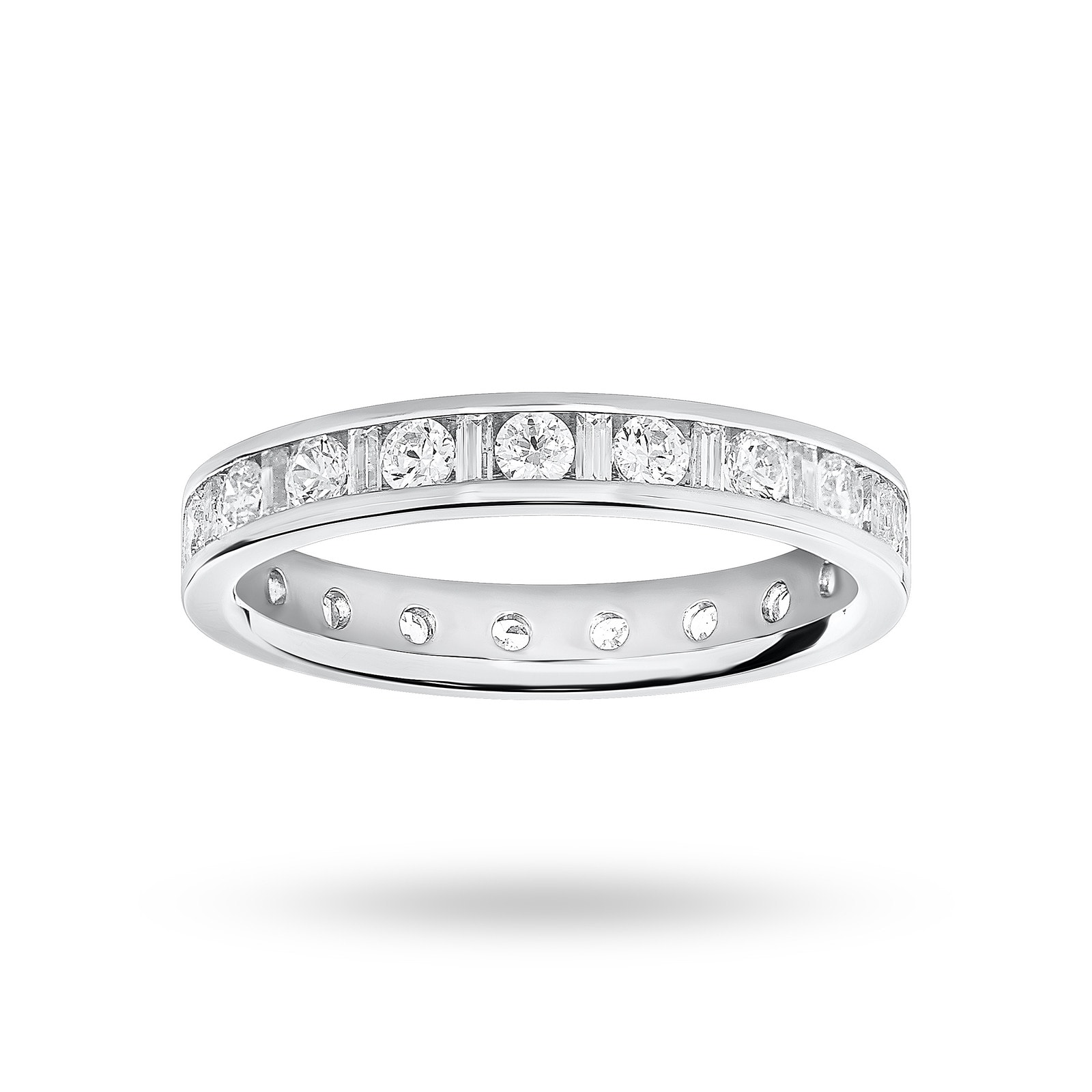 9 Carat White Gold 1.00 Carat Dot Dash Channel Set Full Eternity Ring - Ring Size N